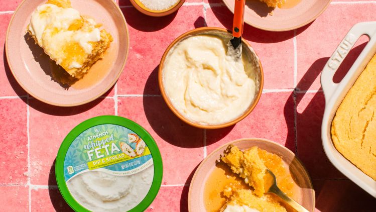 Whipped Feta Honey Butter with Cornbread