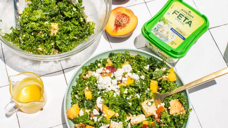 Peach Kale Feta Salad